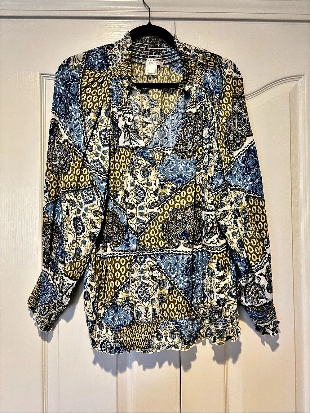 Lascana Paisley Blouse in Blue & Brown Size XL Like New